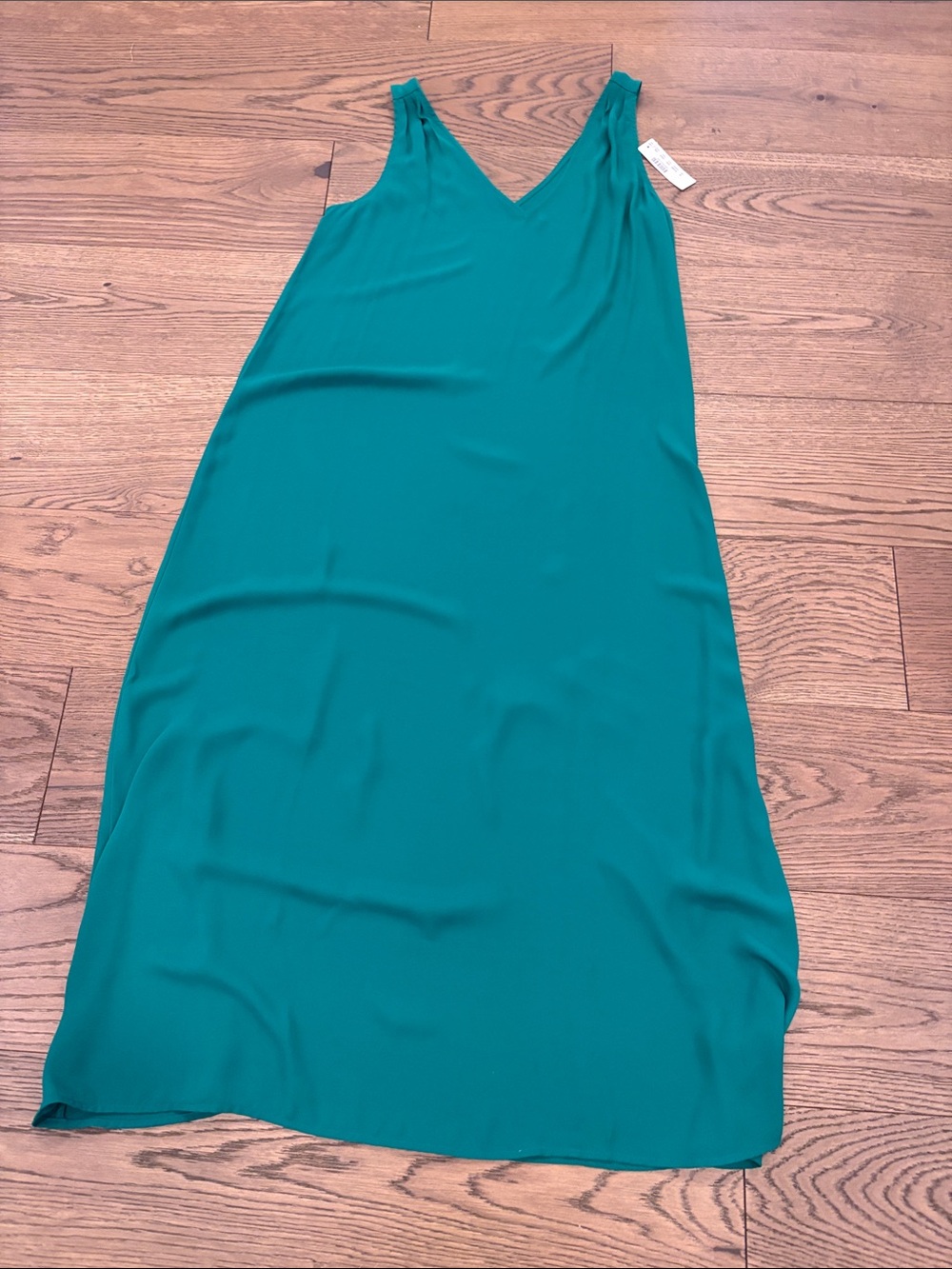 J. Crew Teal Green V-Neck Maxi Slip Dress